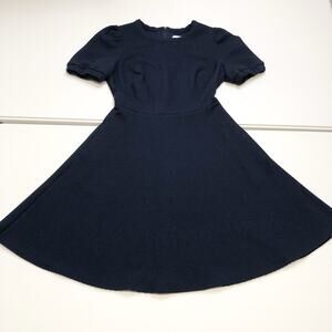 Gal Meets Glam Kristen Dress Pouf Short Sleeve Fit and Flare Navy Blue Size 0